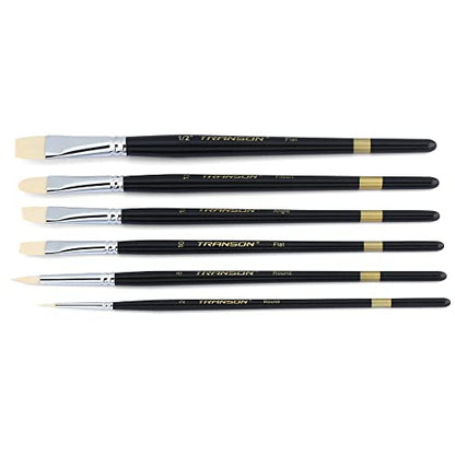 Paint Brush Set 6pcs Art Painting Flexible Bristle for Acrylic Watercolor Gouache Oil Leather Canvas and Face Painting (6 Count)
