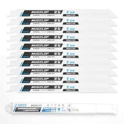 10Pack 9inch 14TPI Metal Reciprocating Saw Blades Set (10 Count)