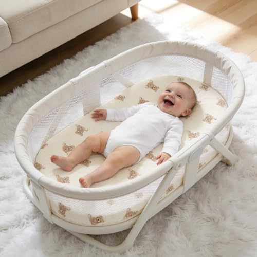 Organic Baby Bassinet Sheets 2 Pack 33”x17” 100% Muslin Cotton for Baby Girl Boy (2 Count)