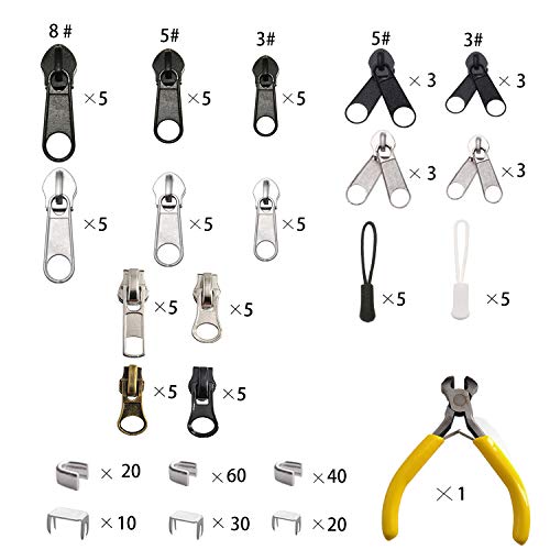252Pcs Zipper Repair Kit Replacement Pulls Bags Jackets Luggage (252 Count)