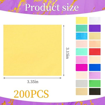 Gold Leaf Sheets 200 PCS 20 Colors Metal Foil 3.15 x 3.35 Inches