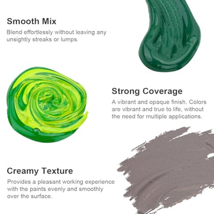 Green Acrylic Paint Set (5.68 Fl Oz)