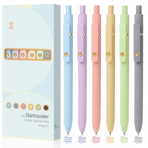 Colored Gel Pens 6 Pack 0.7mm Medium Point Pens for Journaling (6 Count)