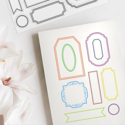 Label Clear Stamp Frame Stamps for Card Making Tag Silicone Stamps for Crafting Vintage Transparent Seals Rubber Stamp for DIY Scrapbooking Photo Albums Holiday Birthday Cards