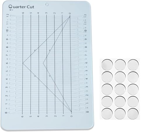 Quarter Cut Slotted Ruler Template for Quilting and Sewing Quilt Strip Rulers for Fabric Precise Cutting with 1Pack Nonslip Self Adhesive Silicone Grips