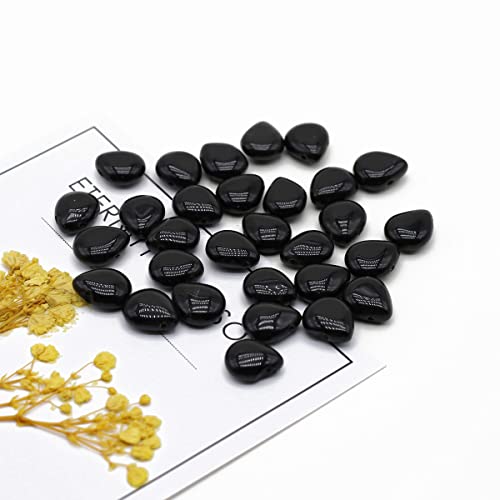 50 Pcs Natural Stone Beads Waterdrop Shape Healing Chakra Polished Assorted Crystal Quartz Agate Stone Charms for Jewelry Making Necklace Bracelet