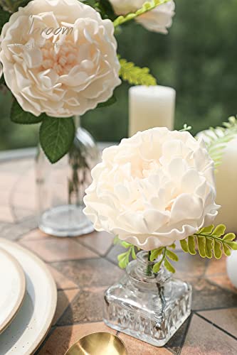 Artificial Flowers 16pcs 4" Blooming Peonies Real Looking Foam Fake Peony with Stems for DIY Wedding Bouquets Bridal Shower Centerpieces Floral Arrangements Party Tables Decorations (16 Count)