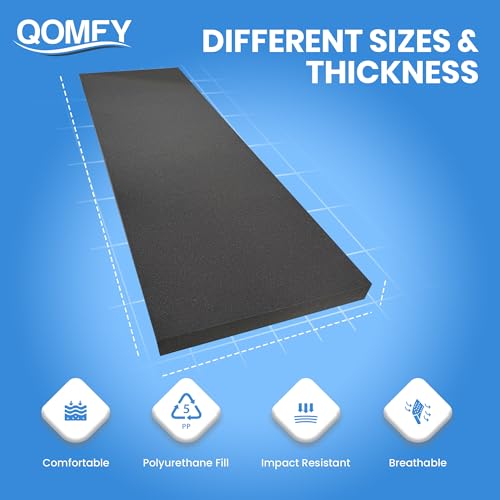 1"" Height x 12"" Width x 48"" Length Charcoal Upholstery Foam Sheet (576 sq inch)