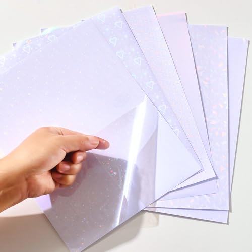 36 Sheets Holographic Laminating Sheets Clear Self Adhesive Sticker Paper (36 Count)