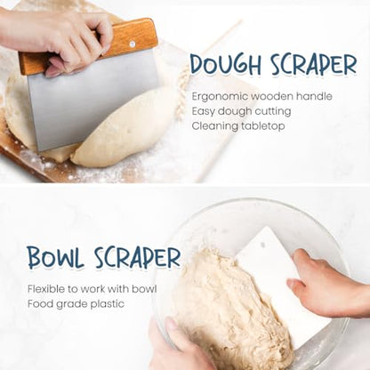 Sourdough Starter Kit with 2 Round Banneton Bread Proofing Baskets (2 Count)