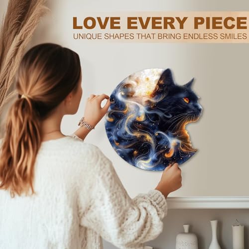 Black Cat Puzzles Adults Gifts for Women Men Wooden 180 Pieces 11.4 x 10.8in (180 Count)