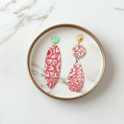 Abstract Flowers Geometric Flowers Silicone Texture Stamp Polymer Clay Molds DIY Clay Texture Tools for Clay Pottery Earring Jewelry Making Stamp Engraving Machines