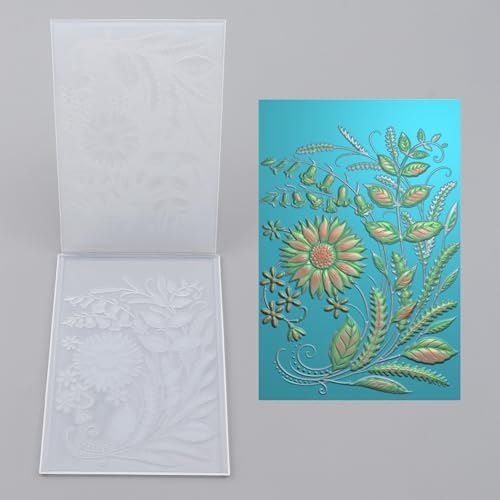 3D Embossing Folders Sunflowers Leaves Textured for Card Making