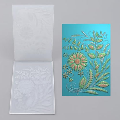 3D Embossing Folders Sunflowers Leaves Textured for Card Making
