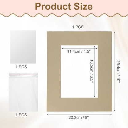 Picture Mats 8 x 10 Mat Board Center for 5 x 7 Pictures Acid Free White Core Bevel Cut Frame Mattes with Backing for Display Art Measuring