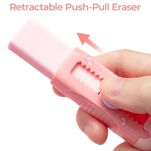 2+4 Pack Rubber Erasers Sliding Retractable Eraser (6 Count)