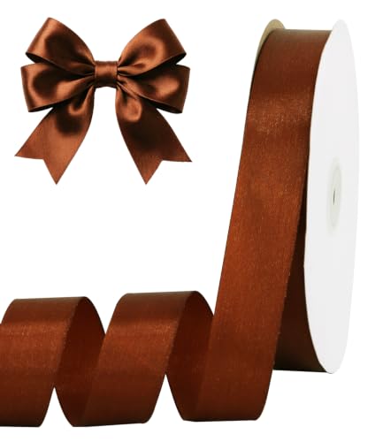 1 Inch x 100yds Brown Satin Ribbon for Crafts
