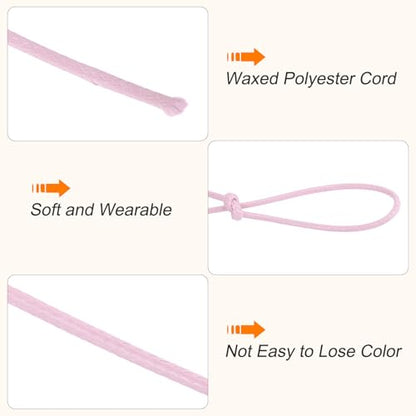 Waxed Cord 0.5mm Waxed Polyester Cord 175 Yard Light Pink