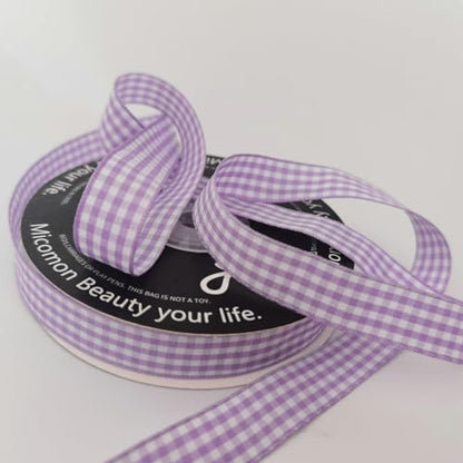 Purple Gingham Plaid Checked Ribbon 25 Yards Each Roll 100% Polyester (75 Foot)