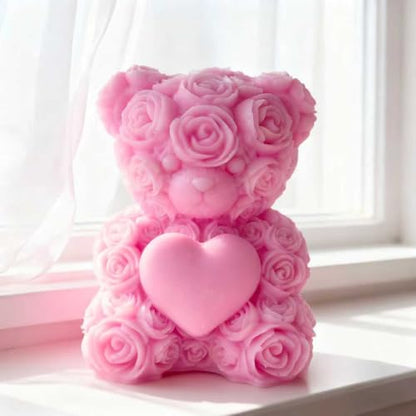 Rose Bear Heart Cylinder Candle & Resin Mold