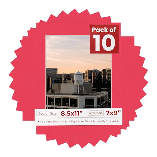 Pack of TEN 8.5x11 Mats Bevel Cut for 7x9 Photos (10 Count)