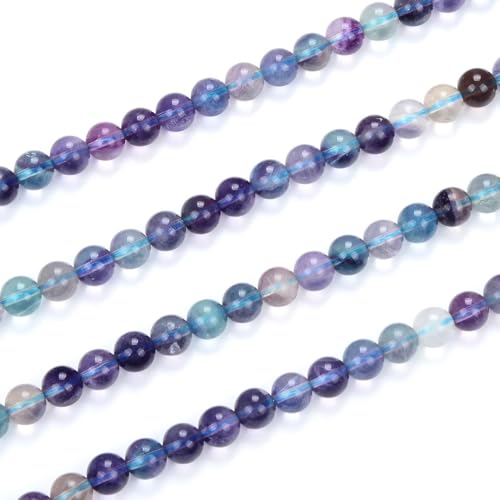 45pcs Adabele Natural Grade A Purple Fluorite Crystal Gemstone 8mm Round Beads (47 Count)