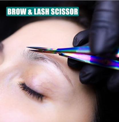 Cross Edge Spring Scissors 5 Inch straight Stainless Steel Precision Eyebrow & Eyelash Shaping & Trimming Scissor
