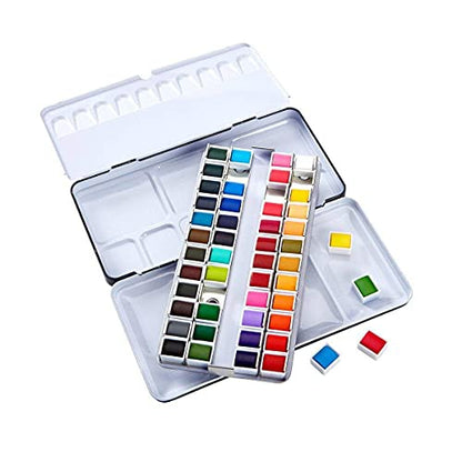 PRO Artist Tin Box with Water Brush Watercolor Half (48 Count)