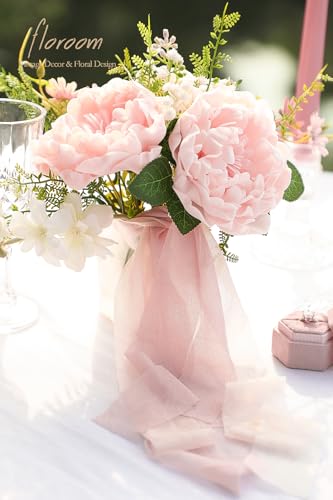 Artificial Flowers 16pcs 4" Blush Blooming Peonies Real Looking Foam Fake Peony with Stems for DIY Wedding Bouquets Pink Bridal Shower Centerpieces Floral Arrangements Party Tables Decorations (16 Count)