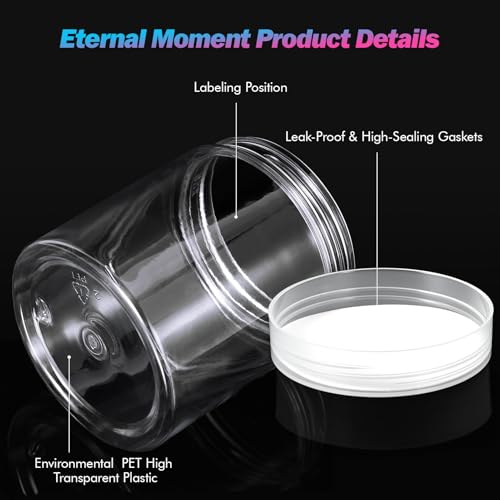 36 Pack 8 OZ Plastic Jars Clear Cosmetic Container with Lids (36 Count)