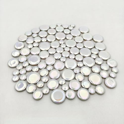 200g Iridescent Round Mosaic Tiles for Crafts Bulk (90 Count)