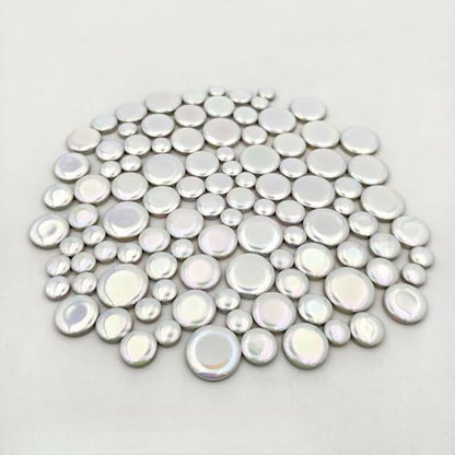 200g Iridescent Round Mosaic Tiles for Crafts Bulk (90 Count)