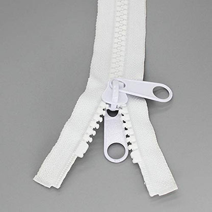 1PCS #10 84 Inch Heavy Duty Zippers for Sewing Separating Large Plastic Zippers White Tape with Double Pull Tab Slider