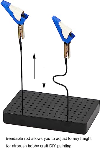 Model Painting Stand Base Holder and 10PCS Bendable Alligator Clip Sticks Set with Lager Clips