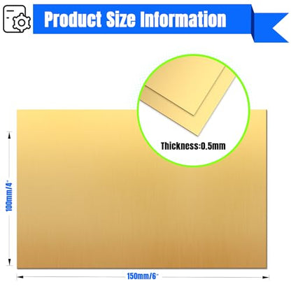 Brass Sheet 4" x 6" 0.5mm Thick