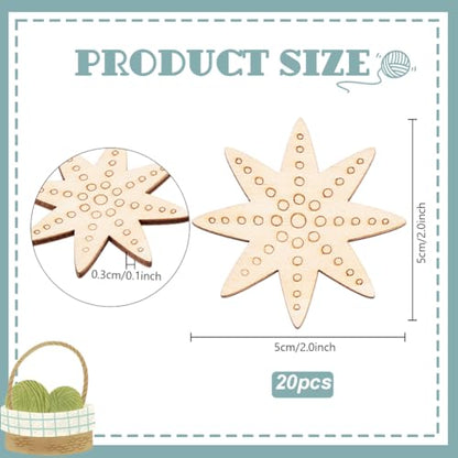 20pcs Embroidery Thread Organizer 2 inch Sewing Thread Winder Wood Bobbins Card Thread Storage Floss Keeper Starfish Shape Thread Holder for Sewing Projects Crochet Needlework Tool