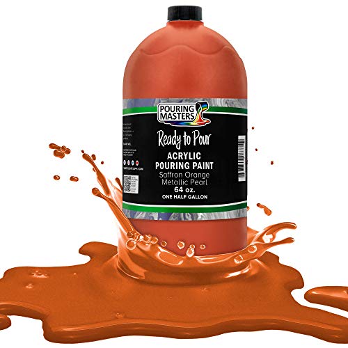 Pouring Masters Saffron Orange Metallic Pearl Ready to Pour Acrylic Pouring Paint (64 Fl Oz)