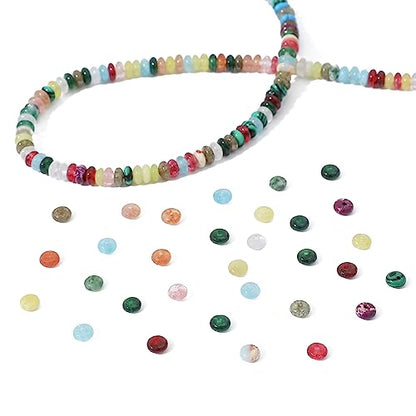 Natural Mix Colored Disk Stone Beads 4x2mm 160pcs Rondelle Loose Semi Gemstone Beads for Jewelry Making Design (160 Count)