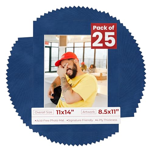 Pack of 25 Acid Free 11x14 Mats Bevel Cut for 8.5x11 Photos (25 Count)