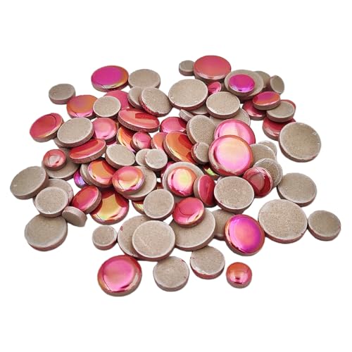 200g Iridescent Round Mosaic Tiles for Crafts Bulk (90 Count)