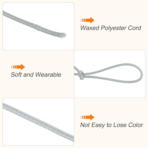 Waxed Cord 0.5mm Waxed Polyester Cord 175 Yard Wax String for Bracelet Making
