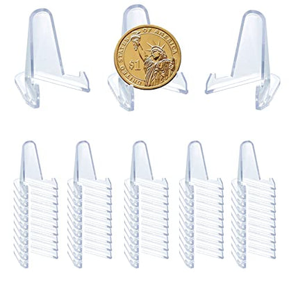 50 PCS Acrylic Display Holder Clear Display Easel Stands for Coins Capsules Phone Medals Stones Cards