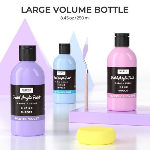 20 Colors Large Pastel Acrylic Paint Set 8.45oz Pastel Acrylic Paint (169 Fl Oz)
