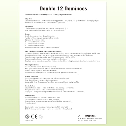 Double 12 Dominoes Set