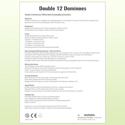 Double 12 Dominoes Set