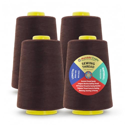 20S 2 Dark Brown Polyester 4 Pack of Serger Threads Cones (72000 Foot)