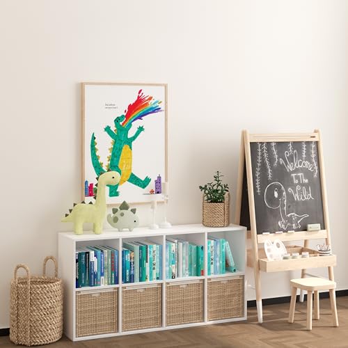 Wooden 8 Cube Storage Organizer with Closed Back Panel (8 Count)