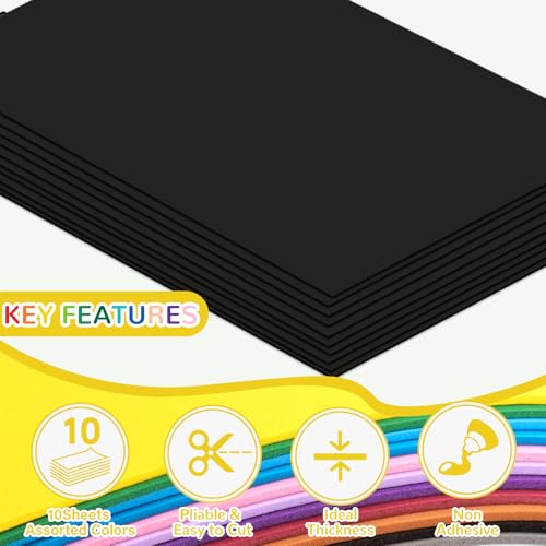 10 Pack Eva Foam Sheets Craft 8 x 12 inch (6 Sq Ft)