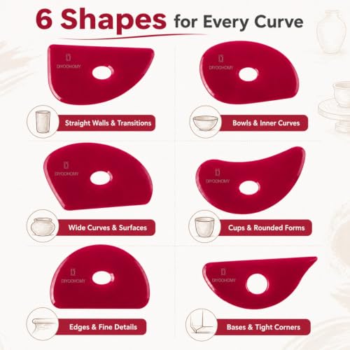 6pcs Soft Silicone Pottery Ribs for Ceramic