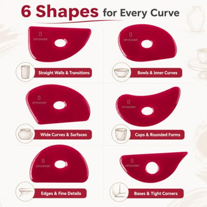 6pcs Soft Silicone Pottery Ribs for Ceramic